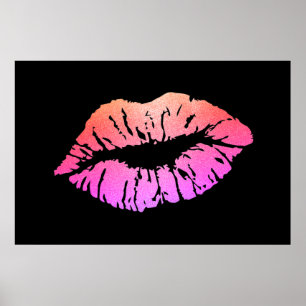 Affiches Adorable Lèvres Brillantes, Baiser