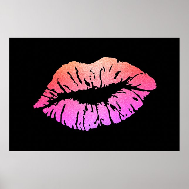 Affiches Adorable Lèvres Brillantes, Baiser (Devant)