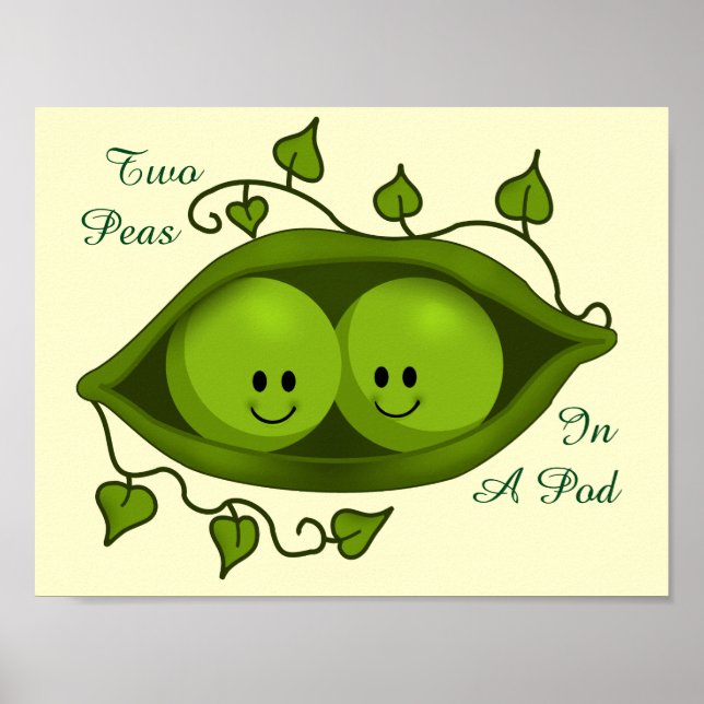 Affiches Adorables Deux Petits Pois Dans Une Cosse (Devant)