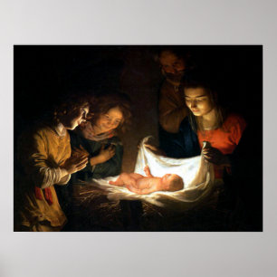 Affiches Adoration de l'Enfant Jésus - Honthorst