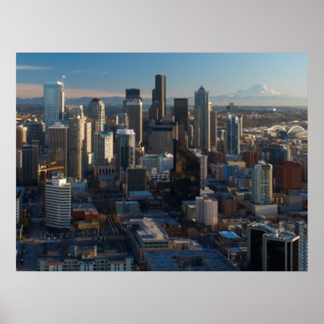 Affiches Aerial view of Seattle city skyline (Devant)