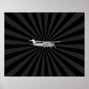 Affiches Aéronef Cessna Silhouette Flying Black Burning