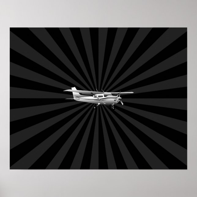 Affiches Aéronef Cessna Silhouette Flying Black Burning (Devant)