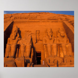 Affiches AF, Egypte, Abu Simbel. Façade au coucher du sole