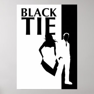 Affiches affaire de cravate noire : silhouette homme & femm