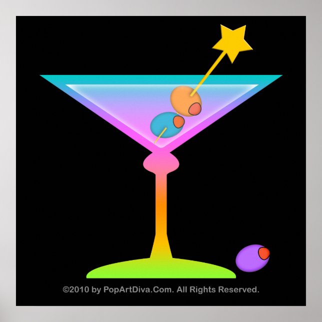 Affiches Affiche, Art - Rainbow Martini (Devant)