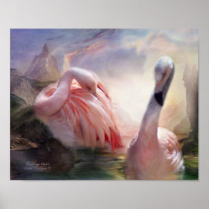 Affiches Affiche/copie d'art d'aube de Flamant rose