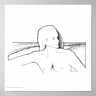Affiches Affiche/copie : "Long homme/paysage de cheveux "
