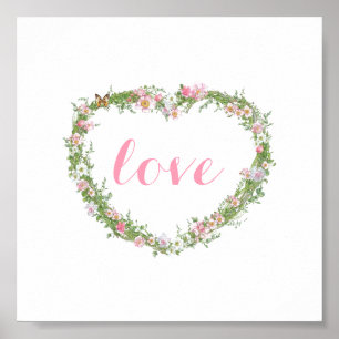 Affiches Affiche/image - amour floral de coeur
