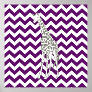 Affiches African Violet Safari Chevron avec Pop Art Giraffe