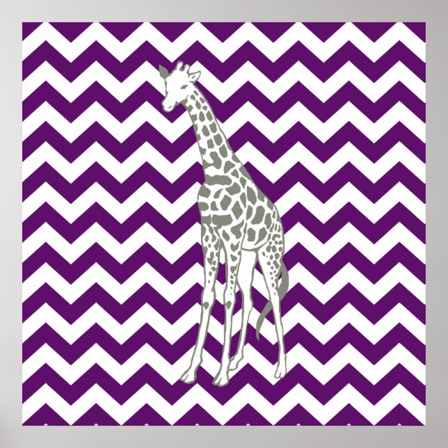 Affiches African Violet Safari Chevron avec Pop Art Giraffe (Devant)
