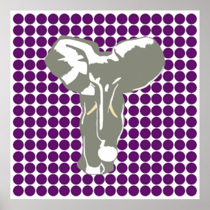Affiches African Violet Safari Dot avec Pop Art Elephant