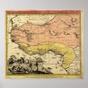 Affiches Afrique de l'Ouest 1743 Antique Carte