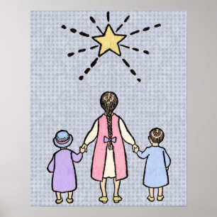 Affiches Ah! Ah! Petite Étoile de Nuit Comptine de Nursery 