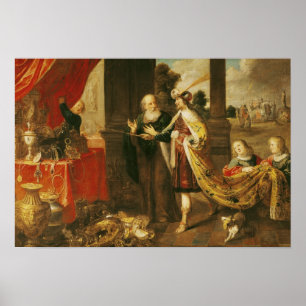 Affiches Ahasuerus montrant son trésor à Mordecai