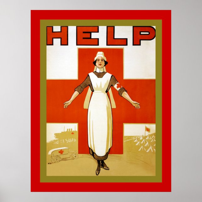 Affiches Aide ~ Infirmière Vintage ~ Première Guerre mondia (Devant)