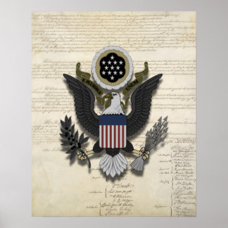Affiches Aigle américain sur la Constitution
