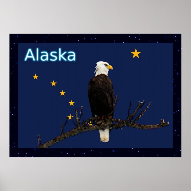 Affiches Aigle Et Drapeau De L'Alaska (Devant)