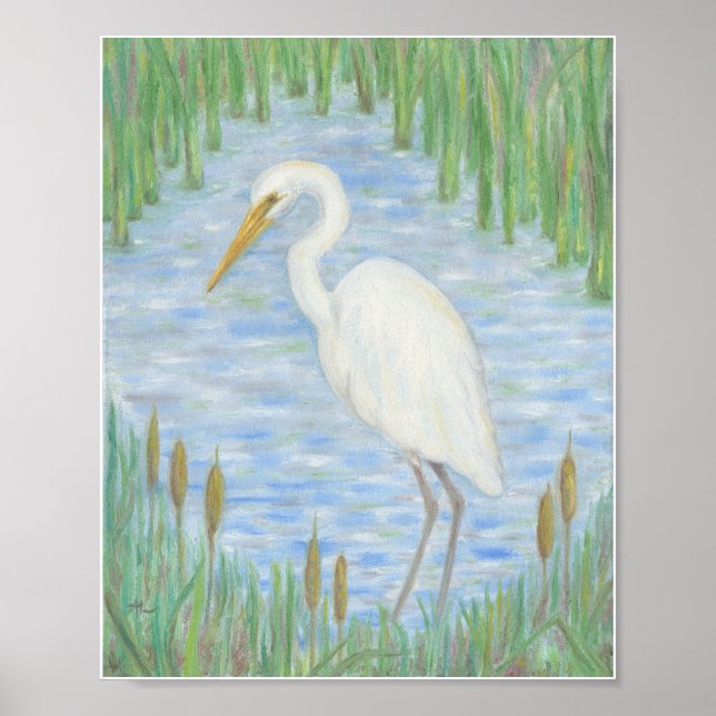 Affiches Aiguille blanche dans le marais de Cattail (Devant)