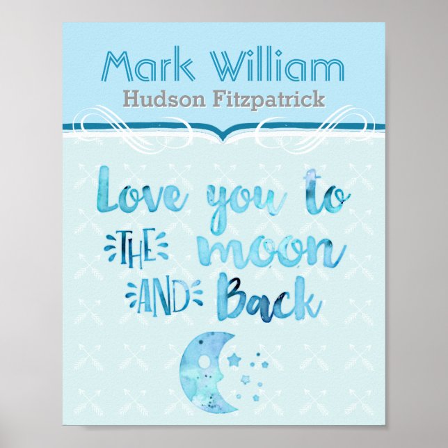 Affiches Aimez-Vous À La Pépinière Bébé Bleu Lune (Devant)