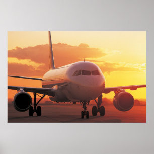 Affiches Airbus A320 - Backing on Sunset