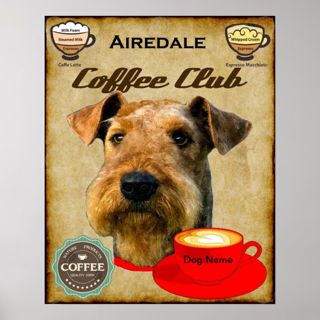 Affiches Airedale Terrier Coffee Club (Devant)