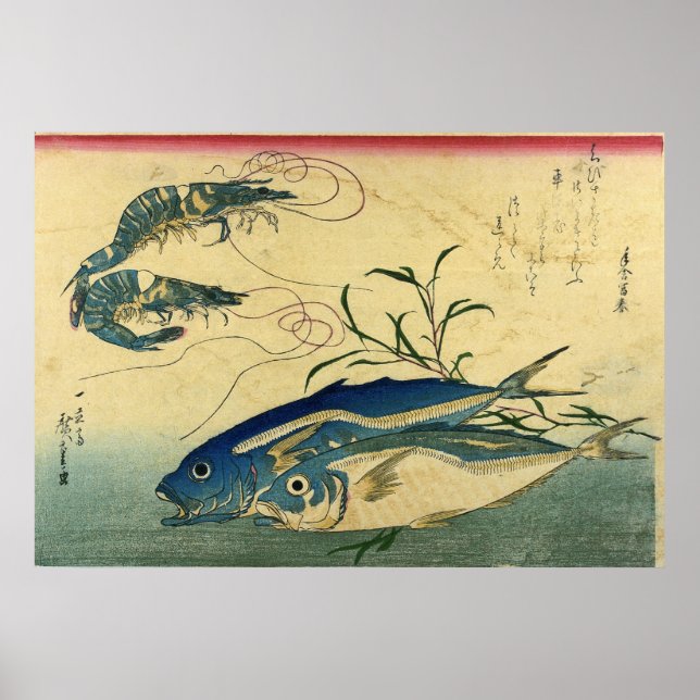 Affiches Aji & Ebi - Poisson japonais coloré Hiroshige (Devant)
