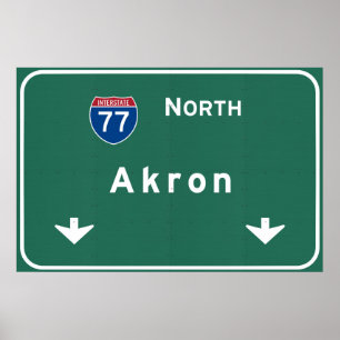 Affiches Akron Ohio oh Autoroute Interstate Freeway :