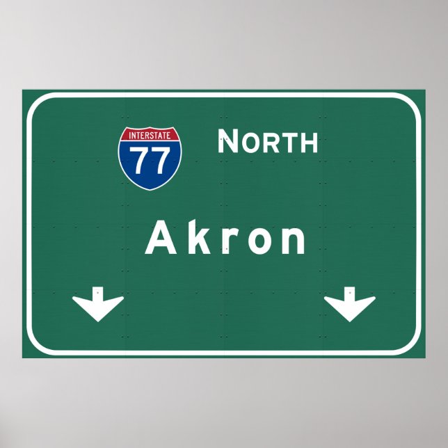 Affiches Akron Ohio oh Autoroute Interstate Freeway : (Devant)