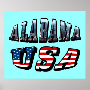 Affiches Alabama Photo et USA Flag Font
