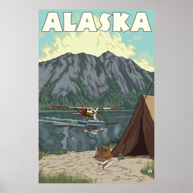 Affiches Alaska - Bush Plane and Fishing (Devant)