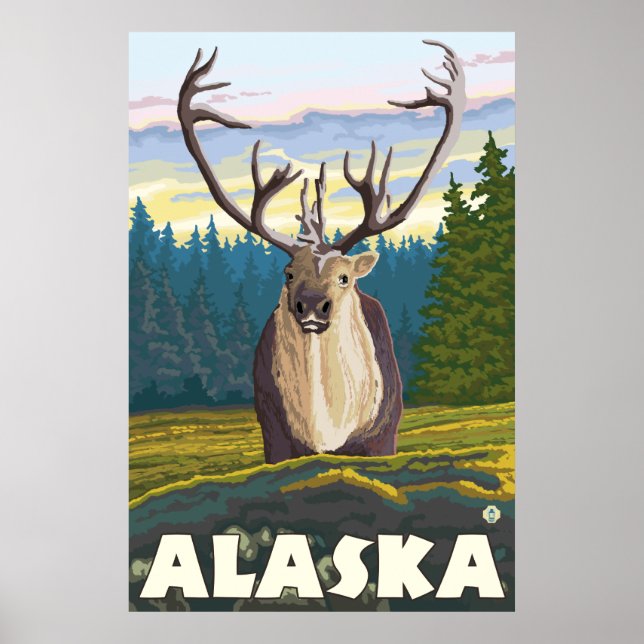 Affiches Alaska - Caribou dans la nature (Devant)