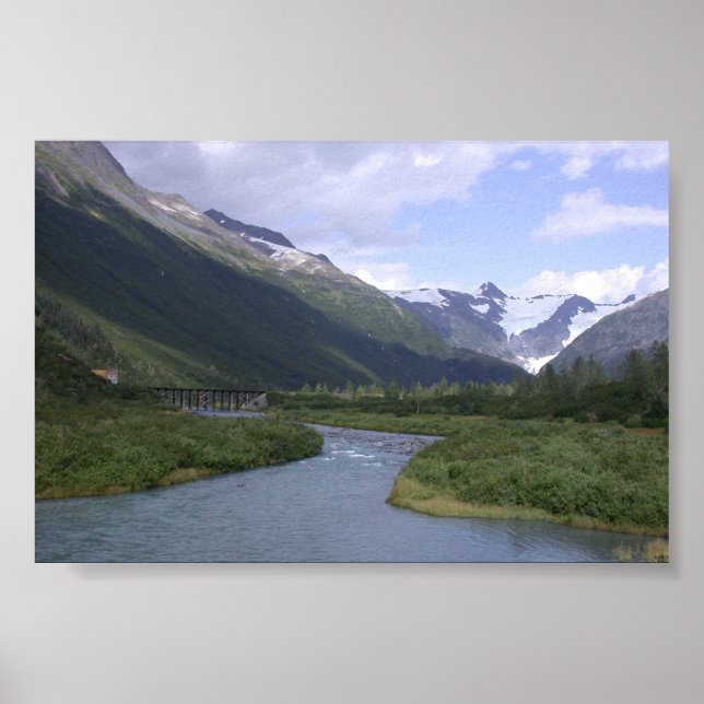 Affiches Alaska Pittoresque avec glacier (Devant)