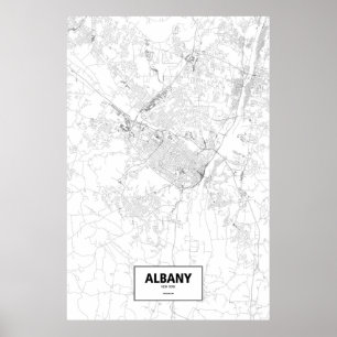 Affiches Albany, New York (noir sur blanc)