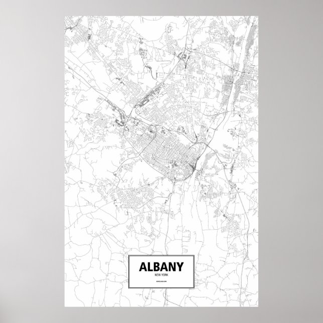 Affiches Albany, New York (noir sur blanc) (Devant)