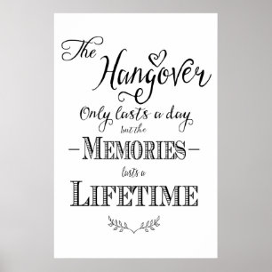 Affiches Alcool HANGOVER bar mariage imprimé