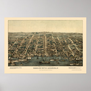 Affiches Alexandria, VA Carte panoramique - 1863