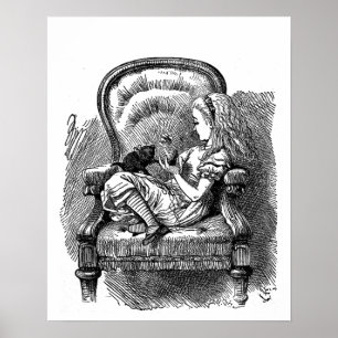 Affiches Alice au Pays des merveilles chaton noir antique v