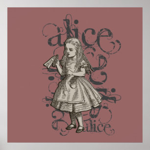 Affiches Alice Au Pays Des Merveilles Grunge (Rose)