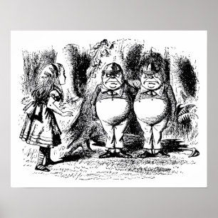 Affiches Alice au pays des merveilles vintage, Tweedledum T