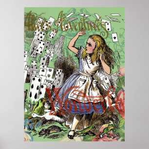 Affiches alice cartes merveilleux chapeau lapin