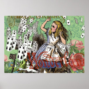 Affiches alice cartes merveilleux chapeau lapin
