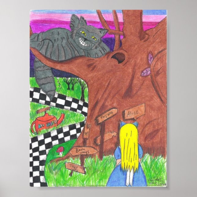 Affiches Alice et l'affiche du chat chesire (Devant)