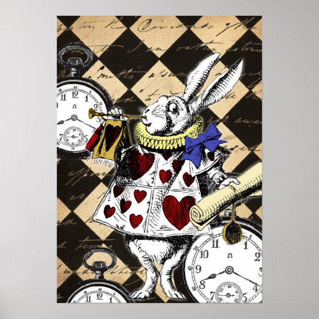 Affiches Alice Rabbit blanc au pays des merveilles Imprimer (Devant)