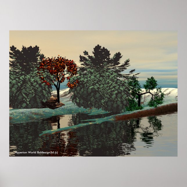 Affiches ALIEN LANDSCAPE /LAGOON IN HYPERION Sci_Fi (Devant)