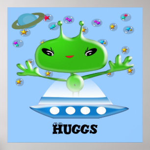 Affiches Aliens de l'espace extra-atmosphérique verts migno