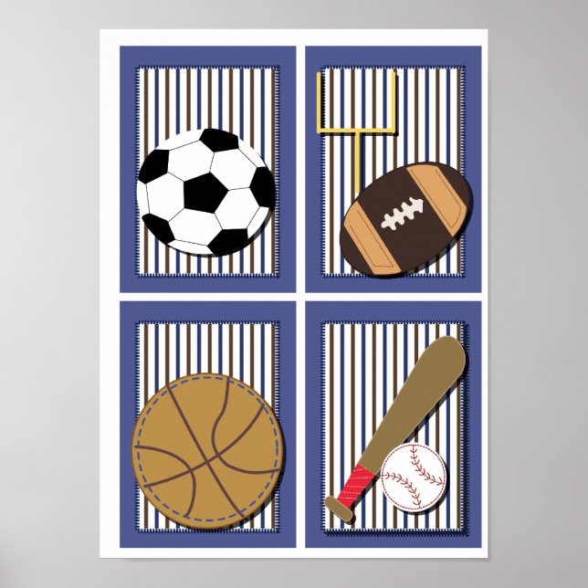 Affiches All Stars Sports Boys Wall Art Soccer Football (Devant)