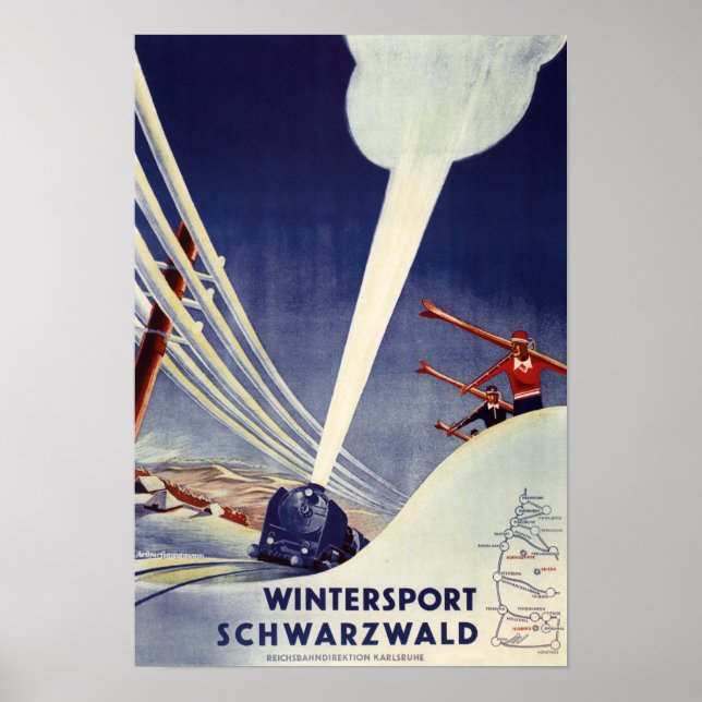 Affiches Allemagne - Ski dans la Forêt-Noire (Devant)