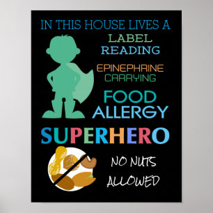Affiches Allergie alimentaire Superhero No Nuts Autorisé Ga