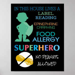 Affiches Allergie alimentaire Superhero Pas d'arachides aut